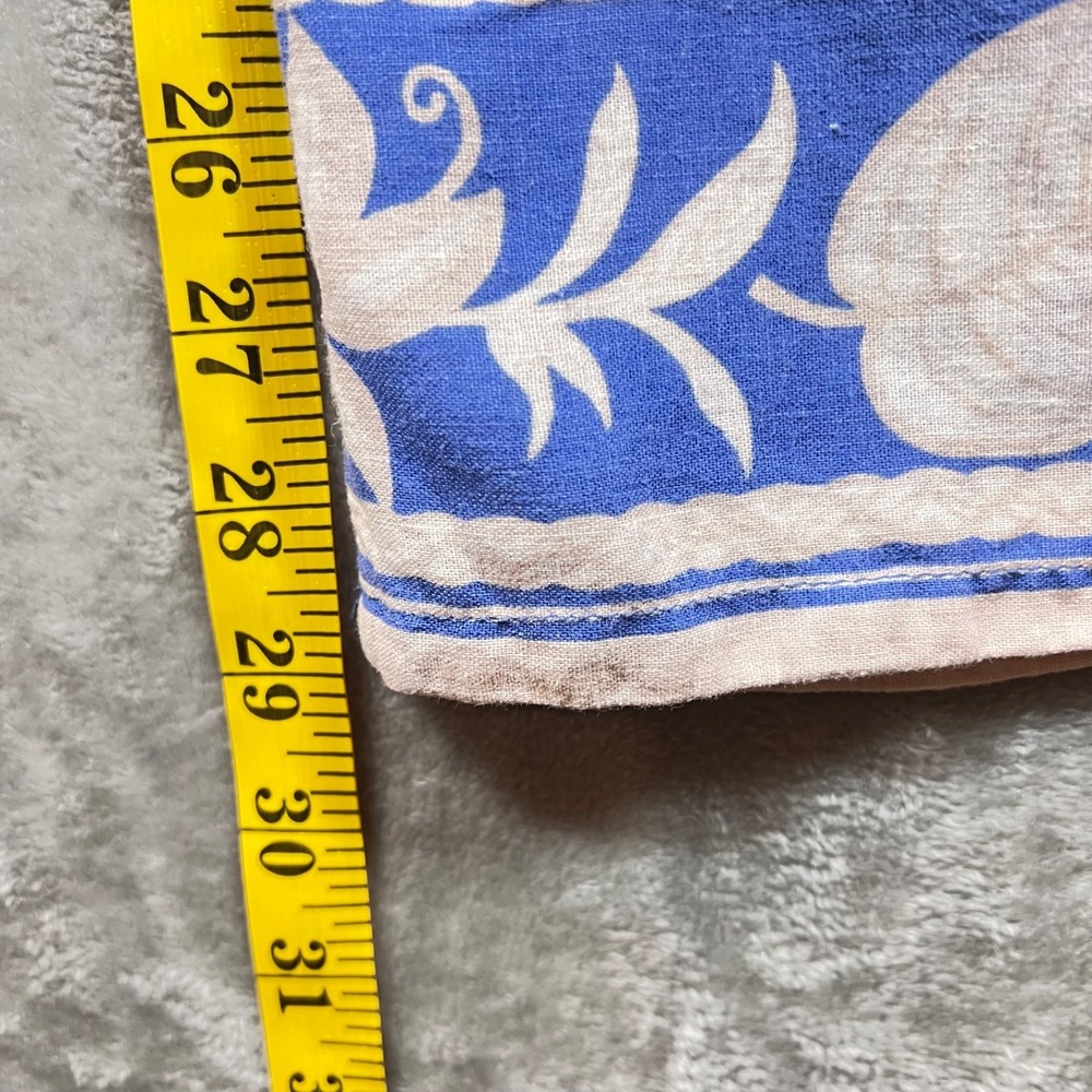 Rachel Zoe Pants Women's XS Wide Leg Linen Blend Crop Blue White Floral Pull On - Picture 9 of 11